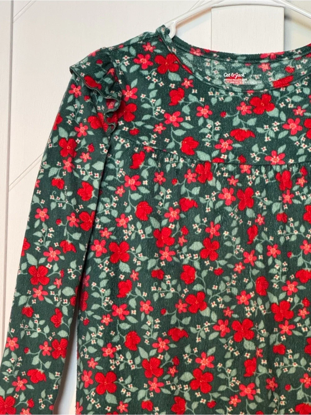 Cat & Jack Girls Christmas Fleece Nightgown Floral Print Size L 10/12